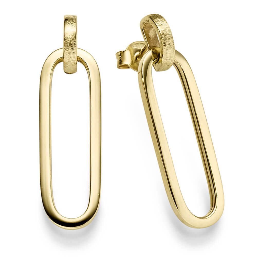 Paar Ohrhänger Paar Ohrringe 33,5x9,5mm Paper-Clip 585 Gelbgold