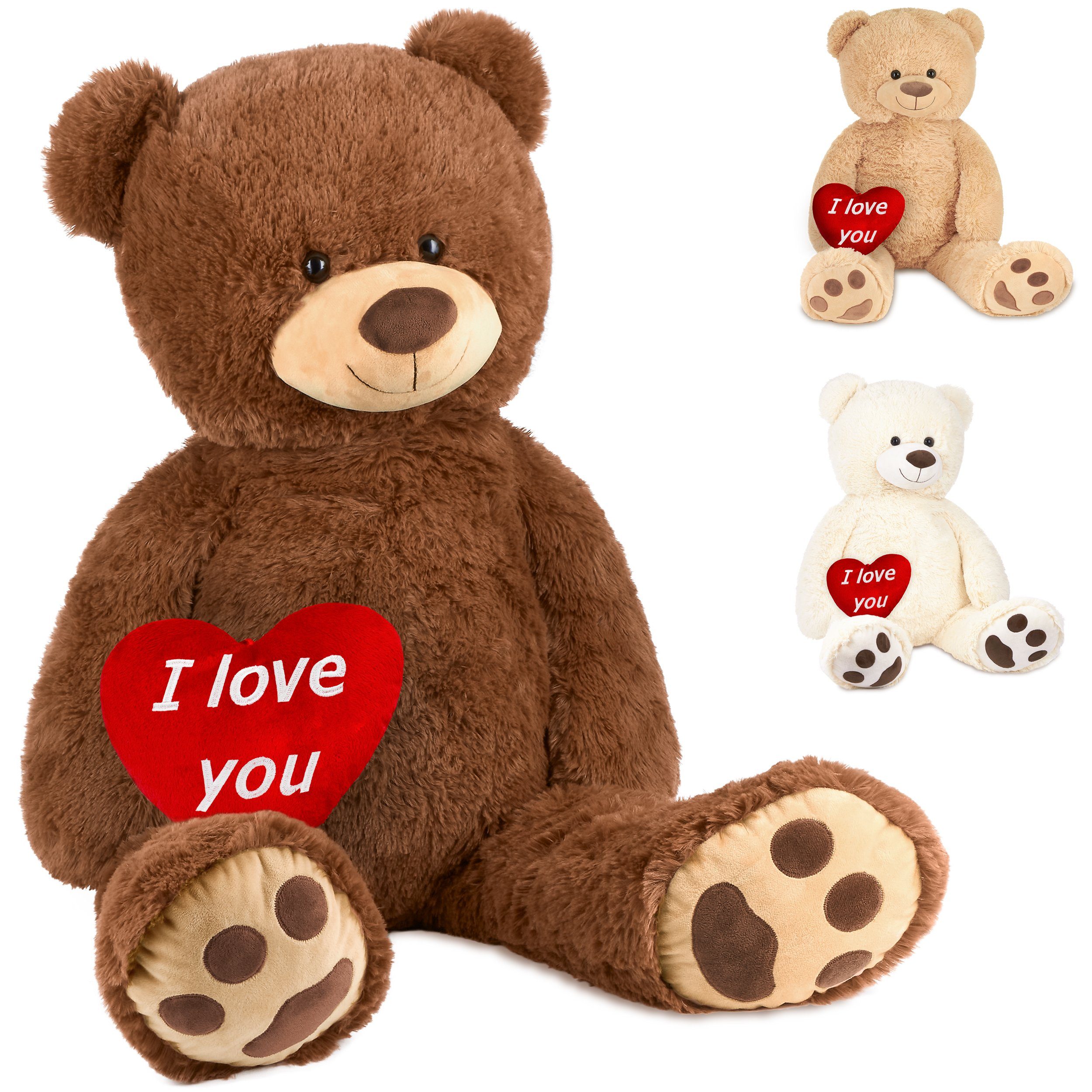 Kuscheltier XXL Teddybär 100 cm groß mit Herz I love you