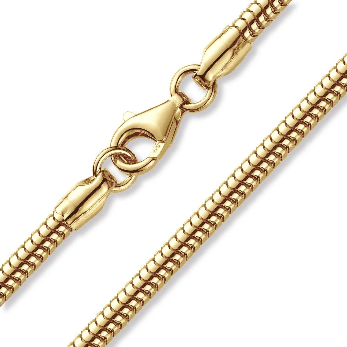 Materia Goldkette Damen Schlangenkette Gold 3mm K54, Sterlingsilber, vergoldet