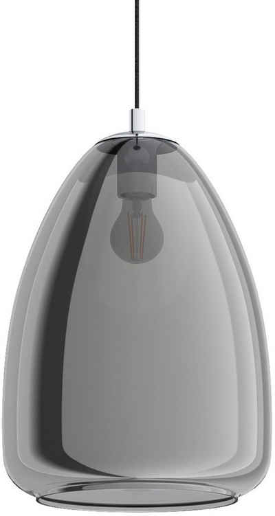 EGLO Hängeleuchte ALOBRASE, Leuchtmittel wechselbar, ohne Leuchtmittel, chrom / Ø30 x H110 cm / Pendellampe / Esstischlampe / Küche