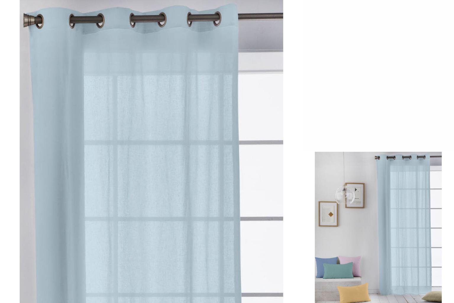 Gardine Vorhang Naturals Blau 140 x 260 cm Gardine Gardinenschals  Schlaufenvor, Naturals