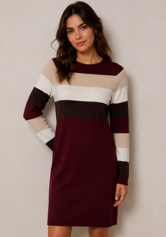 Tamaris Strickkleid aus angenehmer Viskosemischung mit modernen Streifen, ideal für die Übergangszeit