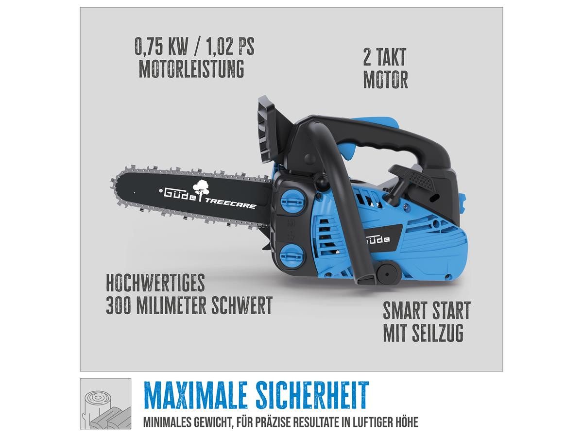 Güde Benzin-Kettensäge BBS 300-25, 34.5 cm Schwertlänge, 1,02 PS, 25,4 cm³, Schnittlänge 30,5 cm, Schwertlänge 34,5 cm – Bild 5 von 5