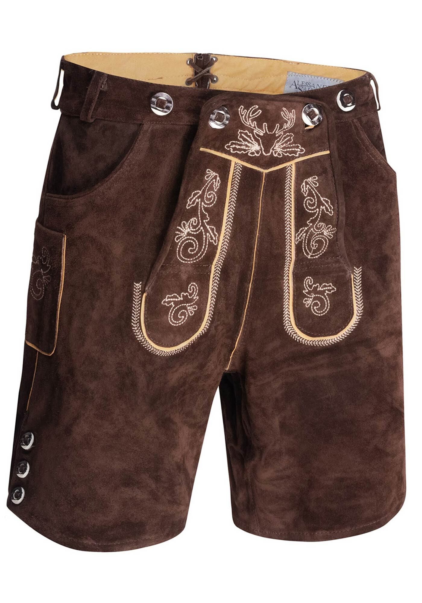 Alessandro Salvarini Trachtenlederhose ASLederiio Aus echtem Leder inkl. Träger