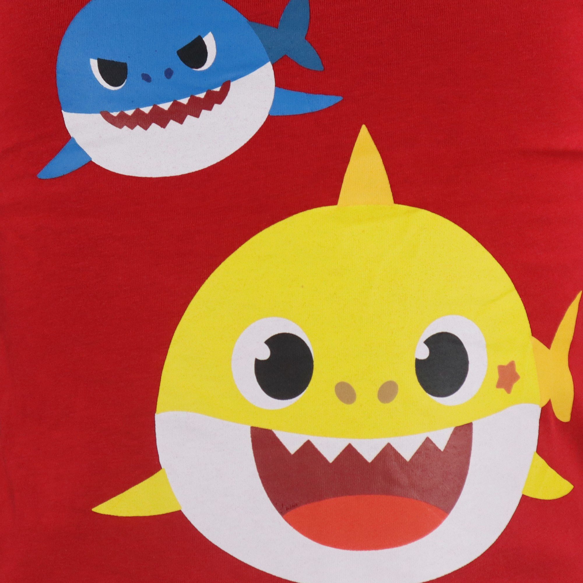 langarm 100% 116, Kinder Shirt Gr. 92 Jungen Baby Shark Hai Shark bis Langarmshirt Baby Rot Baumwolle Baby