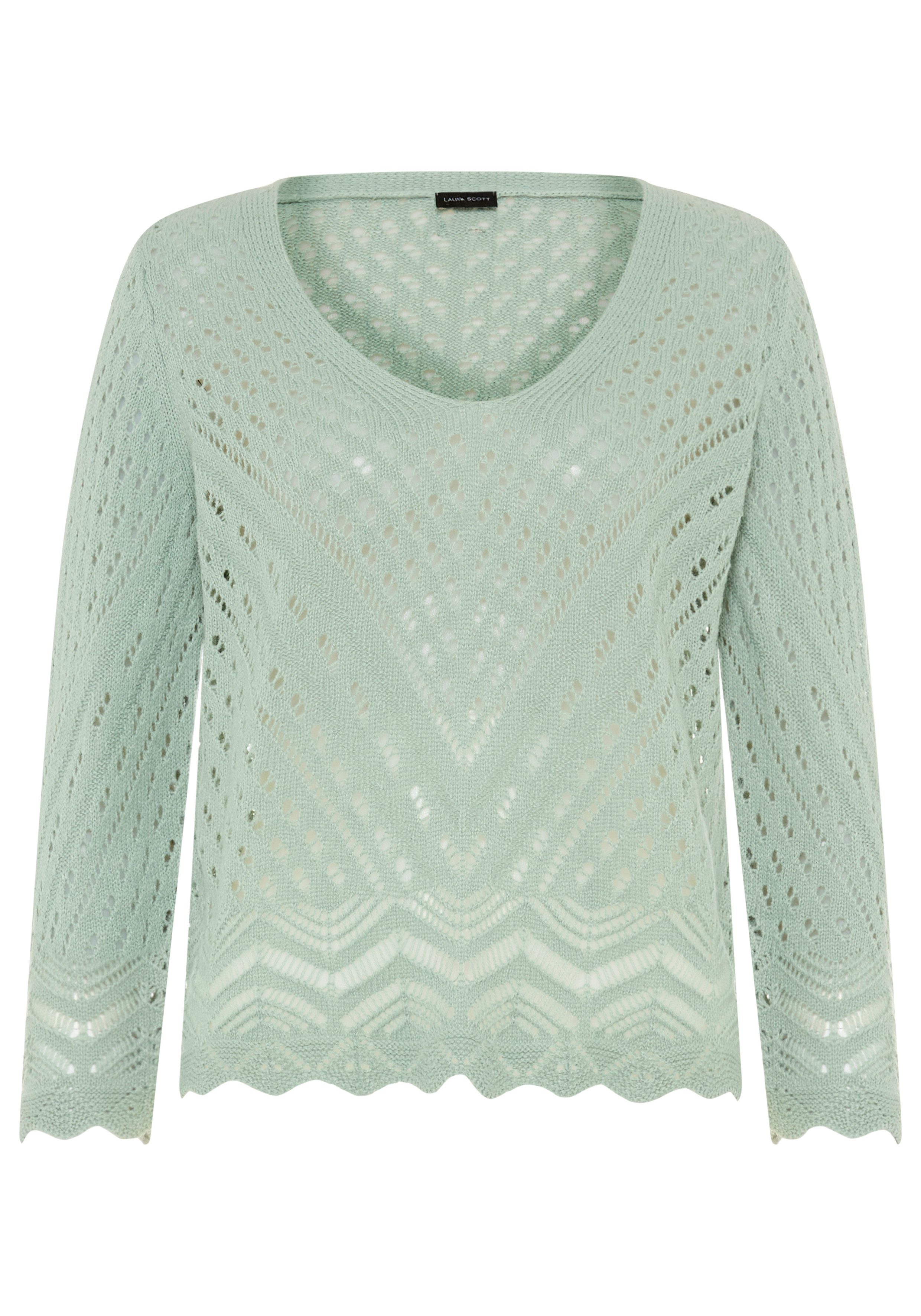 Ajourpullover, leichtes Material mit 3/4 Ärmeln