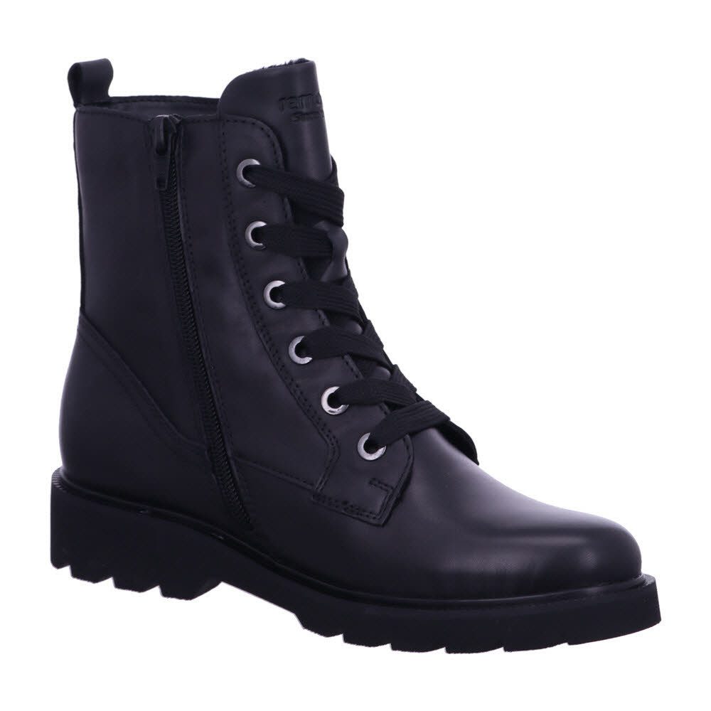 Remonte Leder Schwarz Schnürstiefel