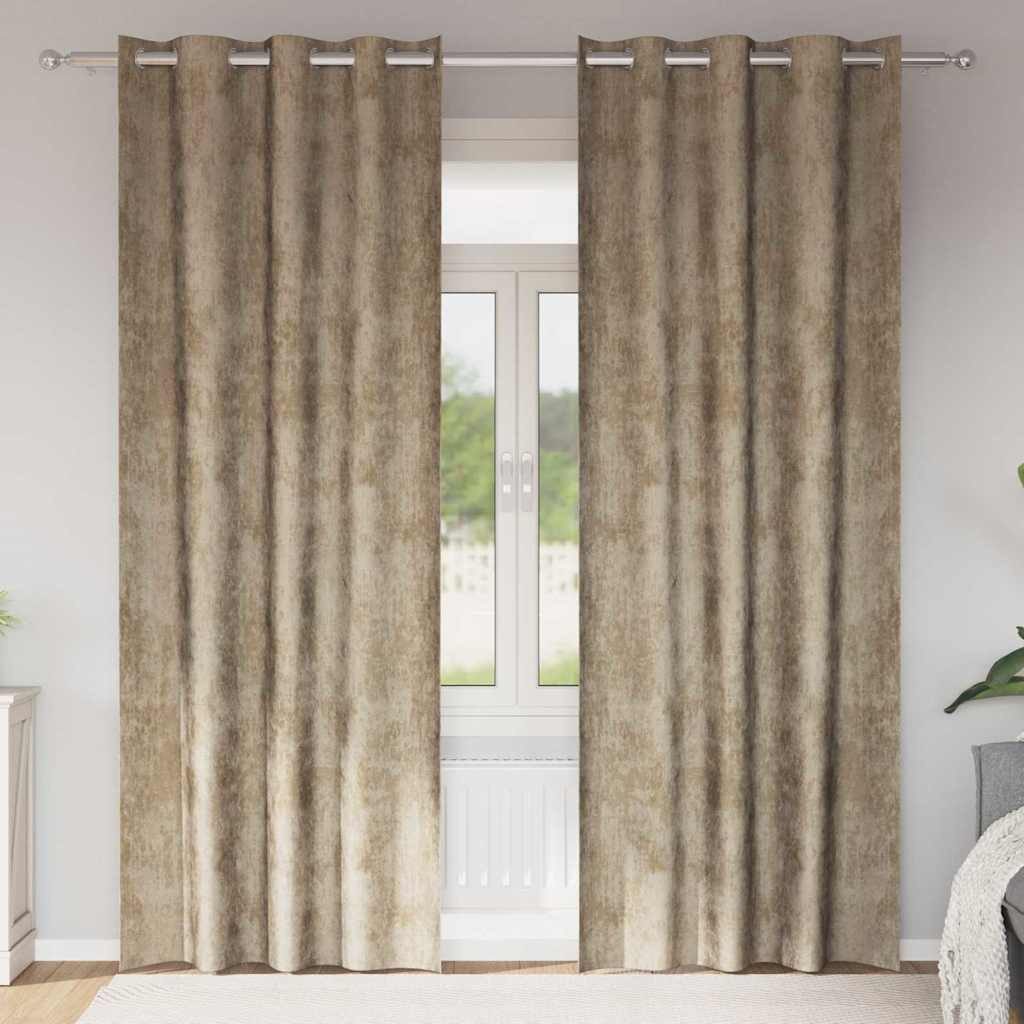 vidaXL Vorhang Samtvorhänge 2 stk. Champagner 245 x 140 cm Samt (2 St), Samt