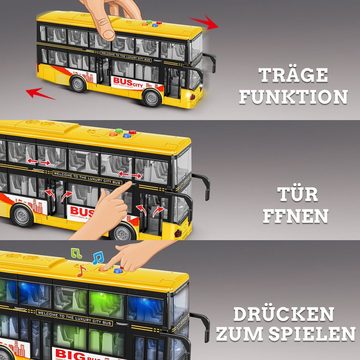 Esun Spielzeug-Bus Auto Spielzeug ab234 jahre, Doppeldecker Bus spielzeug, Spielzeugautos, (Komplettset, Komplettset), 1:16 LKW spielzeug, Geschenk junge 2 3 4 5 jahre