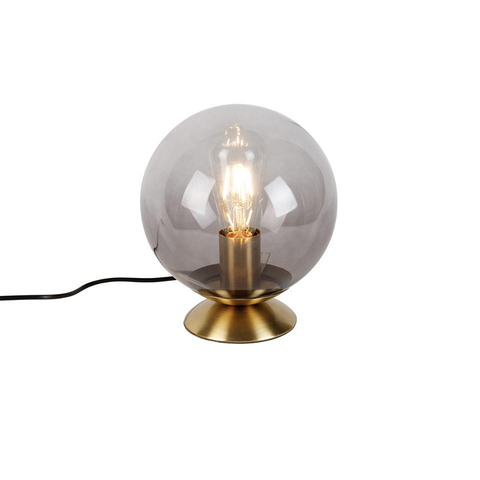 Qazqa Tischleuchte Pallon, ohne Leuchtmittel, Warmweiß, QAZQA Tisch­leuchte, e27, Gold, Glas, Art Deco
