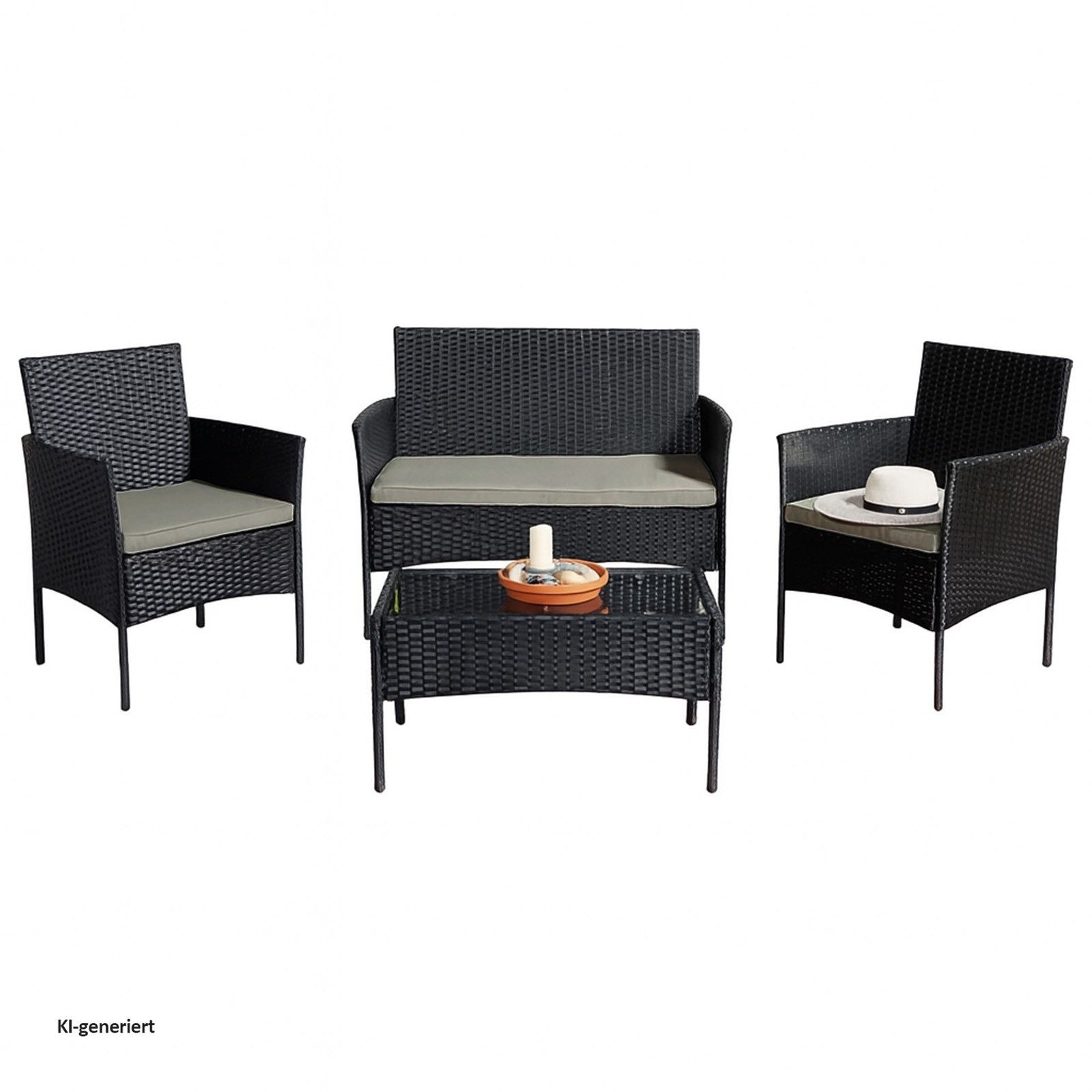 HTI-Living Garten-Essgruppe Outdoor Möbel Anthrazit 4-teiliges Set, (Stück, 4-tlg., 1 Zweisitzer, 2 Stühle, 1 Tisch), Sitzgruppe Terrassenmöbel