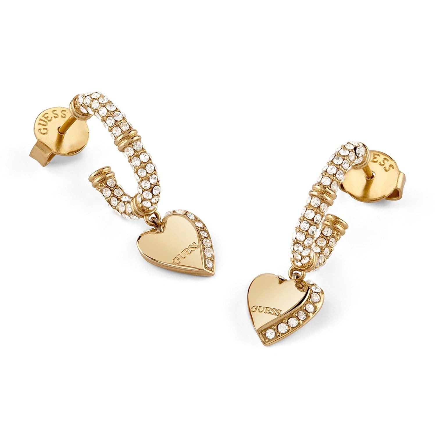 Guess Paar Creolen Damen-Herz Pavé Goldfarben