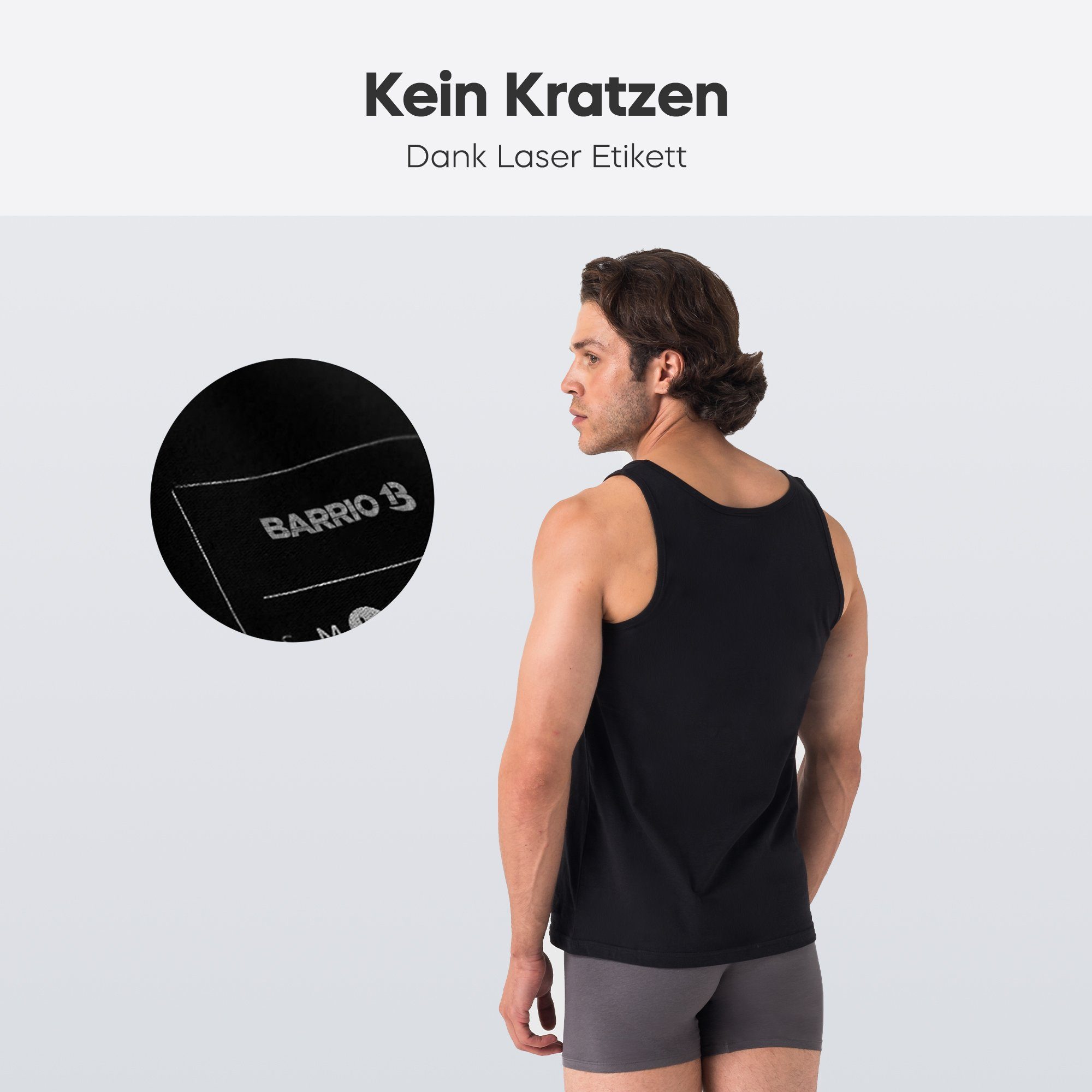Barrio 13 Achselhemd Tank Top Unterhemd für Herren (Packung, Set, Spar-Pack, Spar-Packung, 3-St., 3er-Pack) Feinripp aus Baumwolle