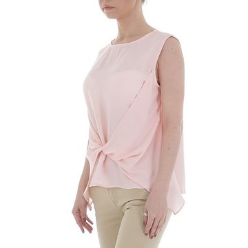 Ital-Design Klassische Bluse Damen Elegant Lagenlook Chiffon Bluse in Rosa