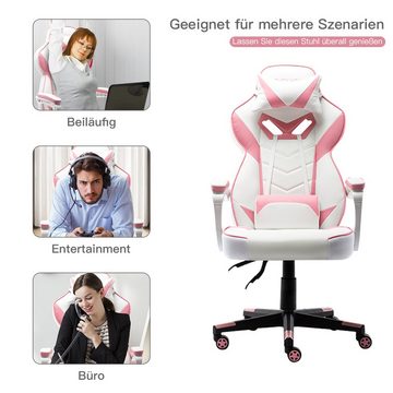 PHOEBE CAT Gaming Chair, Gaming-Stuhl mit Hoher Rückenlehne, Ergonomischer Bürostuhl Schreibtischstuhl aus Kunstleder, Höhenverstellbar und drehbar