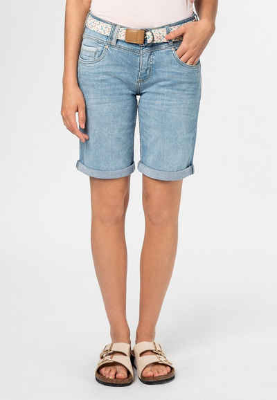 SUBLEVEL Jeansbermudas Jeansbermuda mit buntem Gürtel