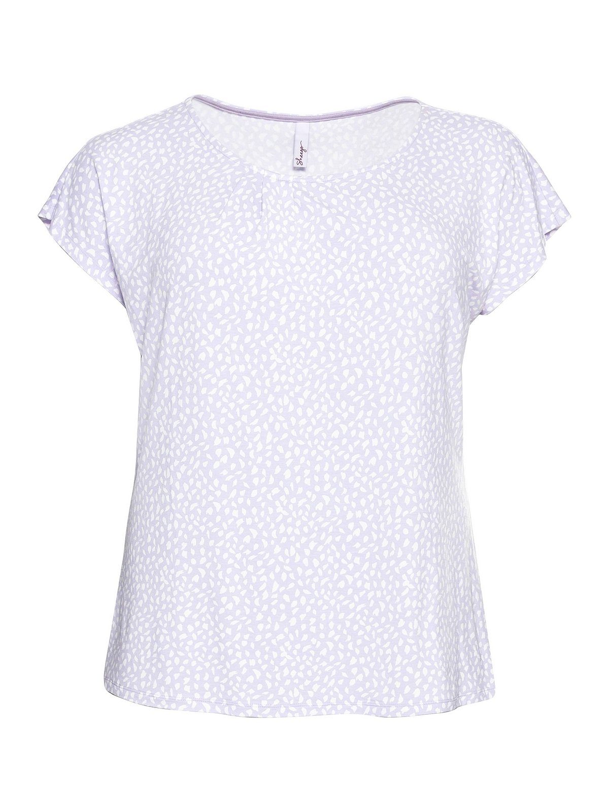 und mit T-Shirt Sheego lavendel Große gelegten Alloverdruck Falten Größen