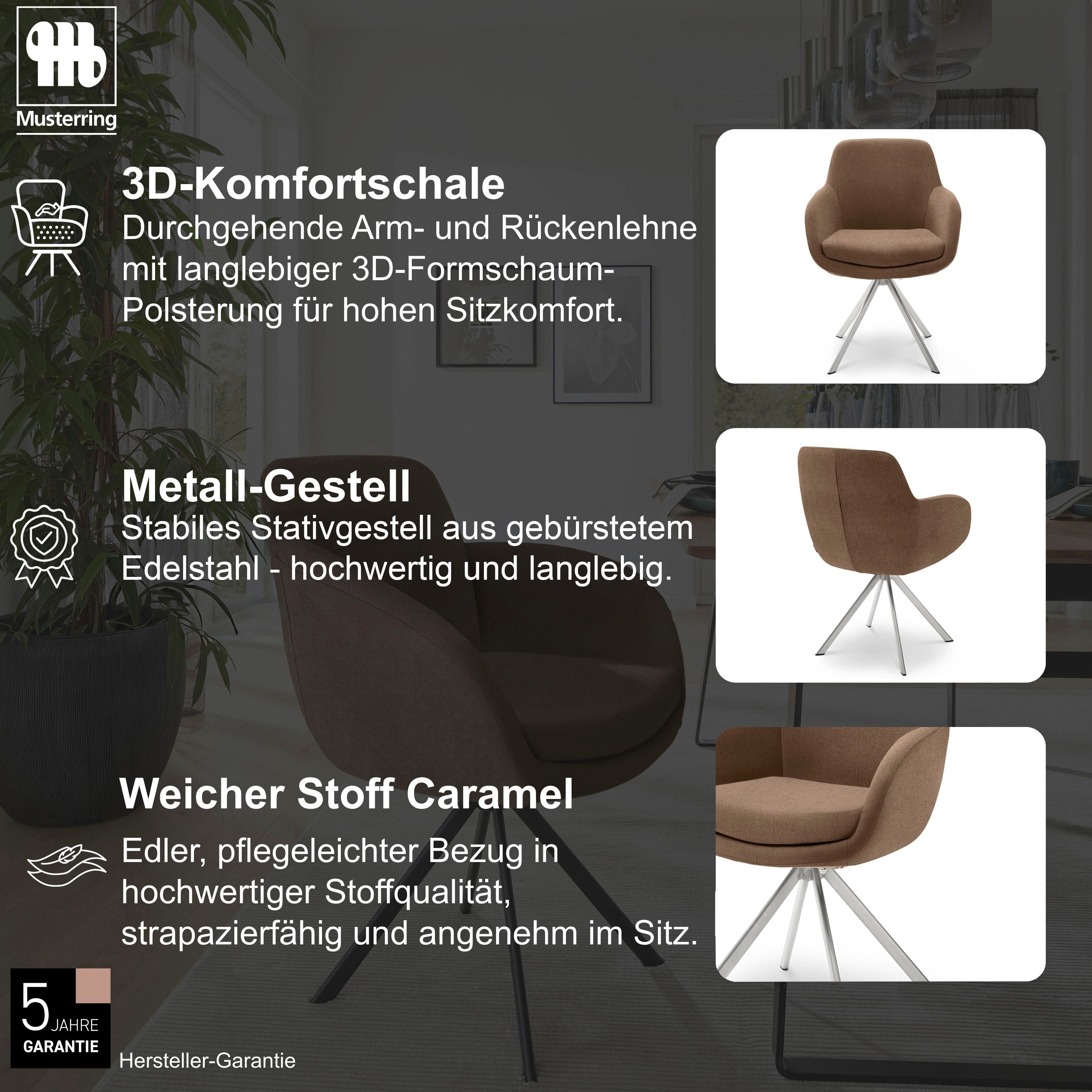 Musterring Esszimmerstuhl Tavia (Set, 2 St), Stativgestell Edelstahl, wahlweise mit Drehfunktion, diverse Farben