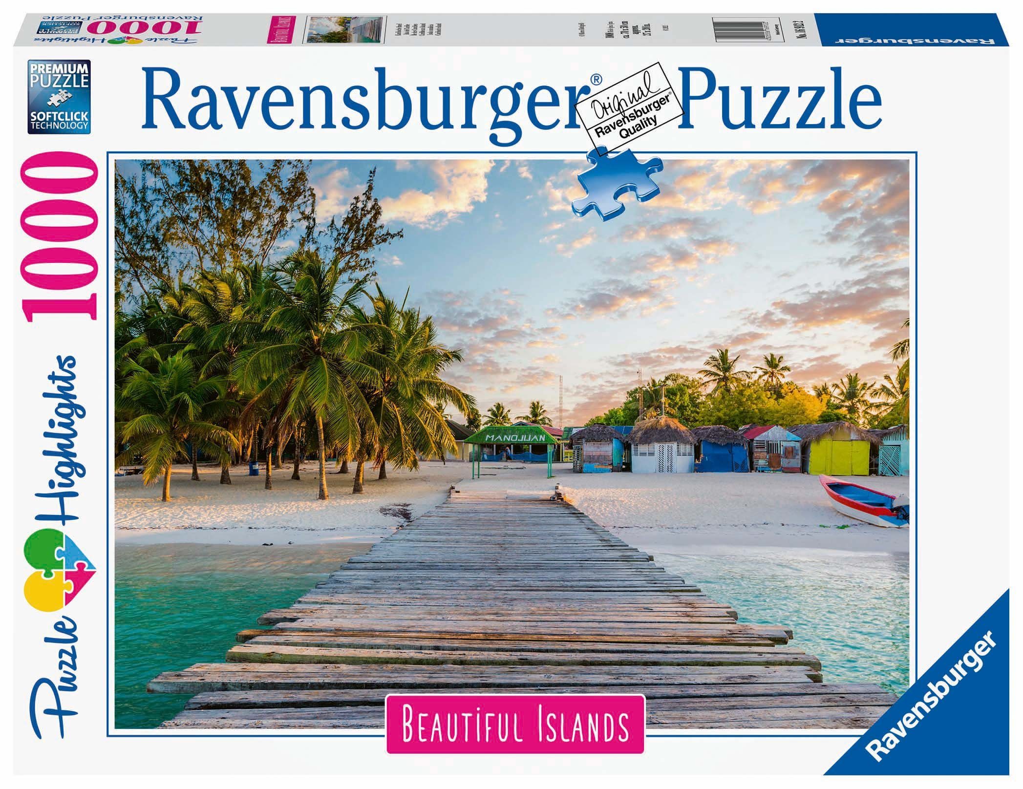Puzzleteile, FSC® - 1000 Made Ravensburger Germany, weltweit - Karibische in Wald Insel, Puzzle schützt