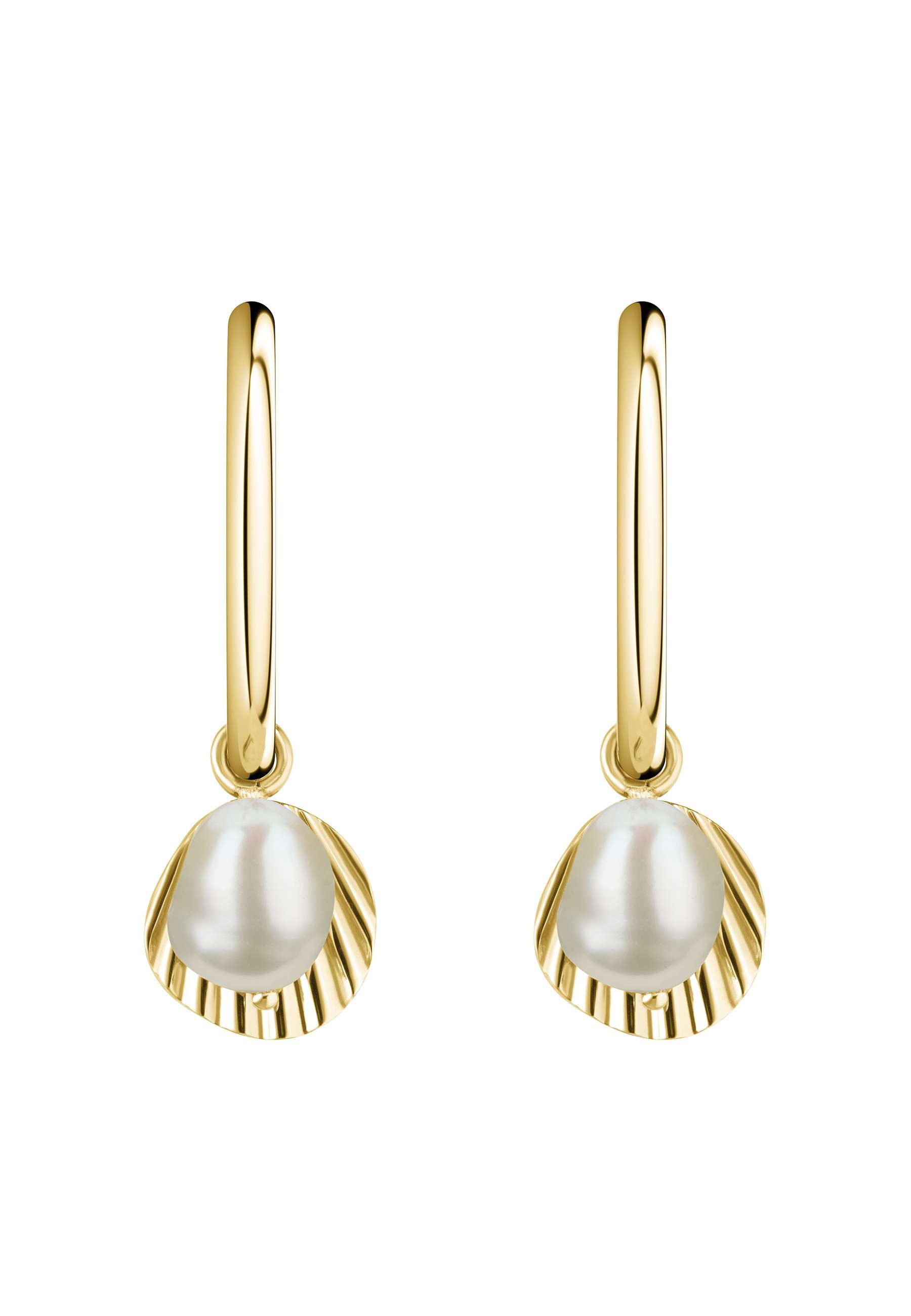 ROSEFIELD Ohrring-Set ROSEFIELD Muschel- und Perlen-Kreolen Ohrringe für Damen Goldfarben