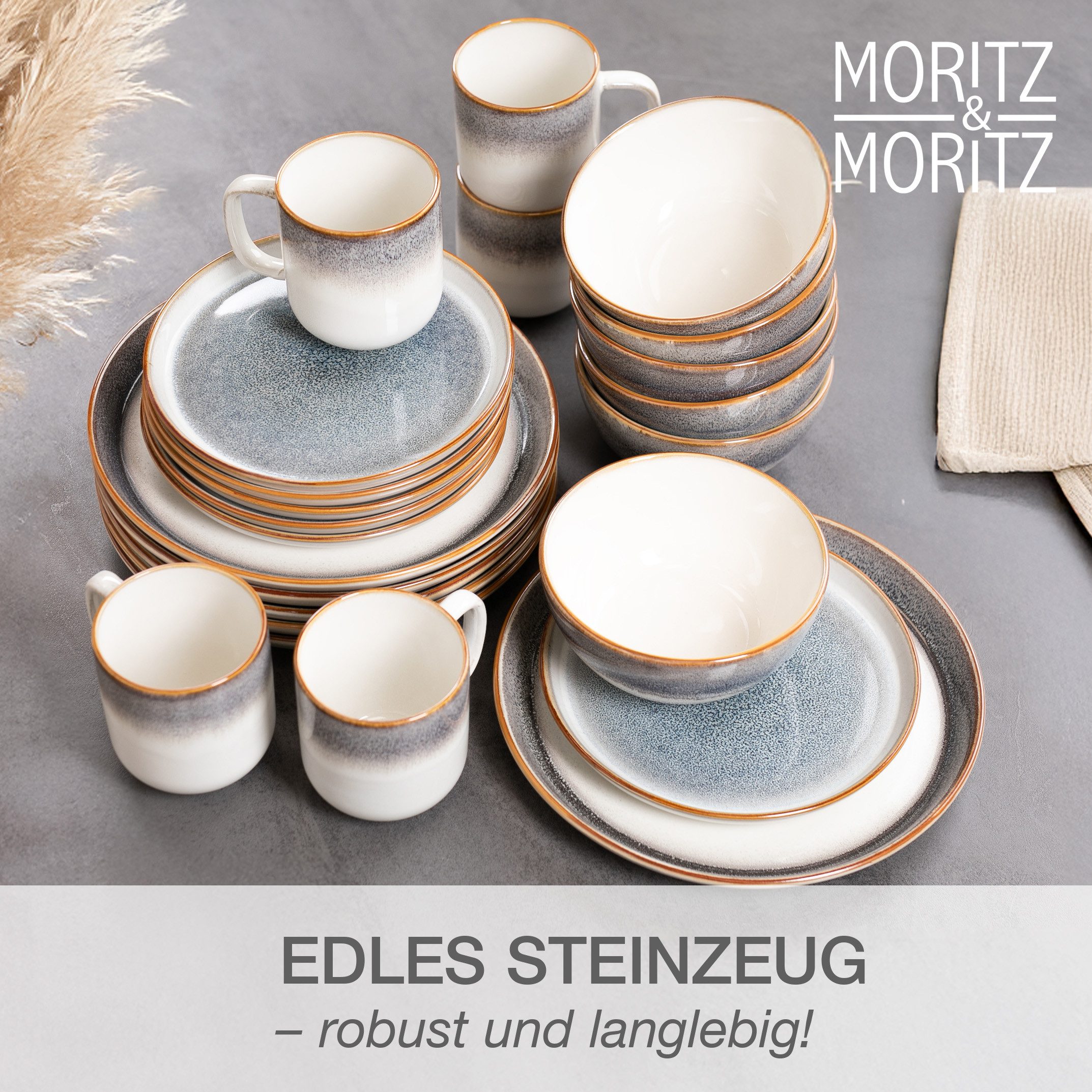 Moritz & Moritz Kombiservice TARENTO 48tlg Geschirr Set (48-tlg), 12 Personen, Steinzeug, Steinzeug Tafelservice – Bild 5 von 5