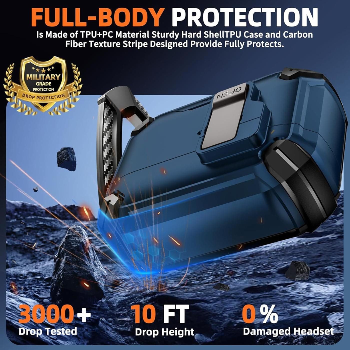 CoolGadget Kopfhörer-Schutzhülle Defender Hülle für Apple AirPods 4 magnetisch mit Karabiner, 360° Full-Body Case Schutzhülle Handy Standfunktion magnetisch lad – Bild 5 von 5