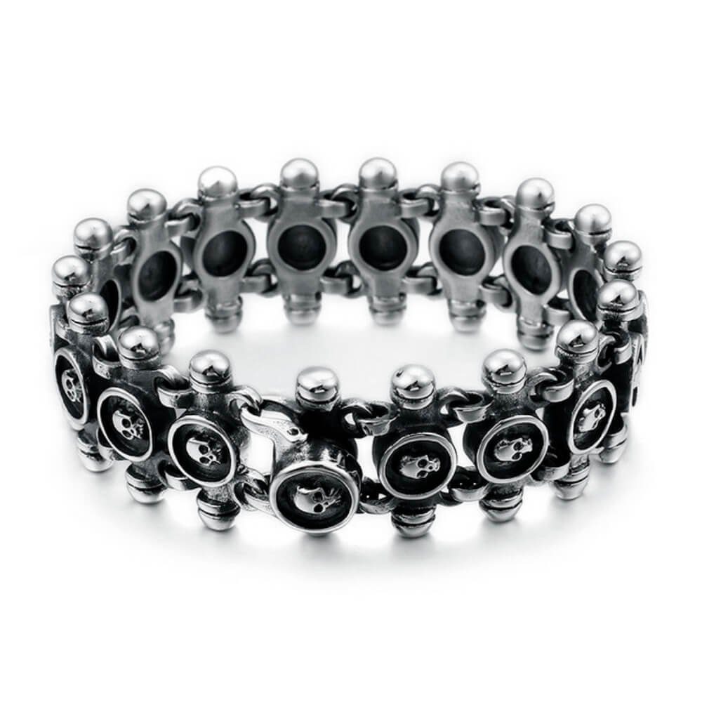 DALMARO.de Edelstahlarmband Edelstahl Armband CAROUSEL SKULL, Herren Armband  inkl. Schmuckschachtel