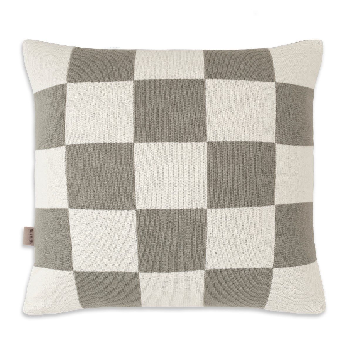 Knit Factory Dekokissen Caro Kissen Ecru Urban Green 50x50 cm Kariert, deko kissen wohnzimmer sofa wärme winter herbst Strick sale modern