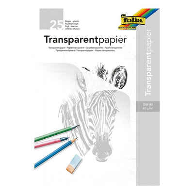Folia Transparentpapier, Architektenpapier 25 Blatt, weiß transparent, Format A3, 80 g/m²