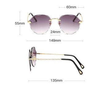 AquaBreeze Sonnenbrille Damen Piloten Sonnenbrille Rahmenlos (Geprägte Bügel, Vieleckige Gläser) mit getönten Gläsern im Diamant Schliff