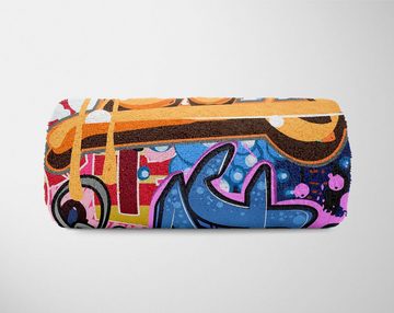 Sinus Art Handtücher Handtuch Strandhandtuch Saunatuch Kuscheldecke mit Fotomotiv Bunt Graffiti Stre, Baumwolle-Polyester-Mix (1-St), Handtuch