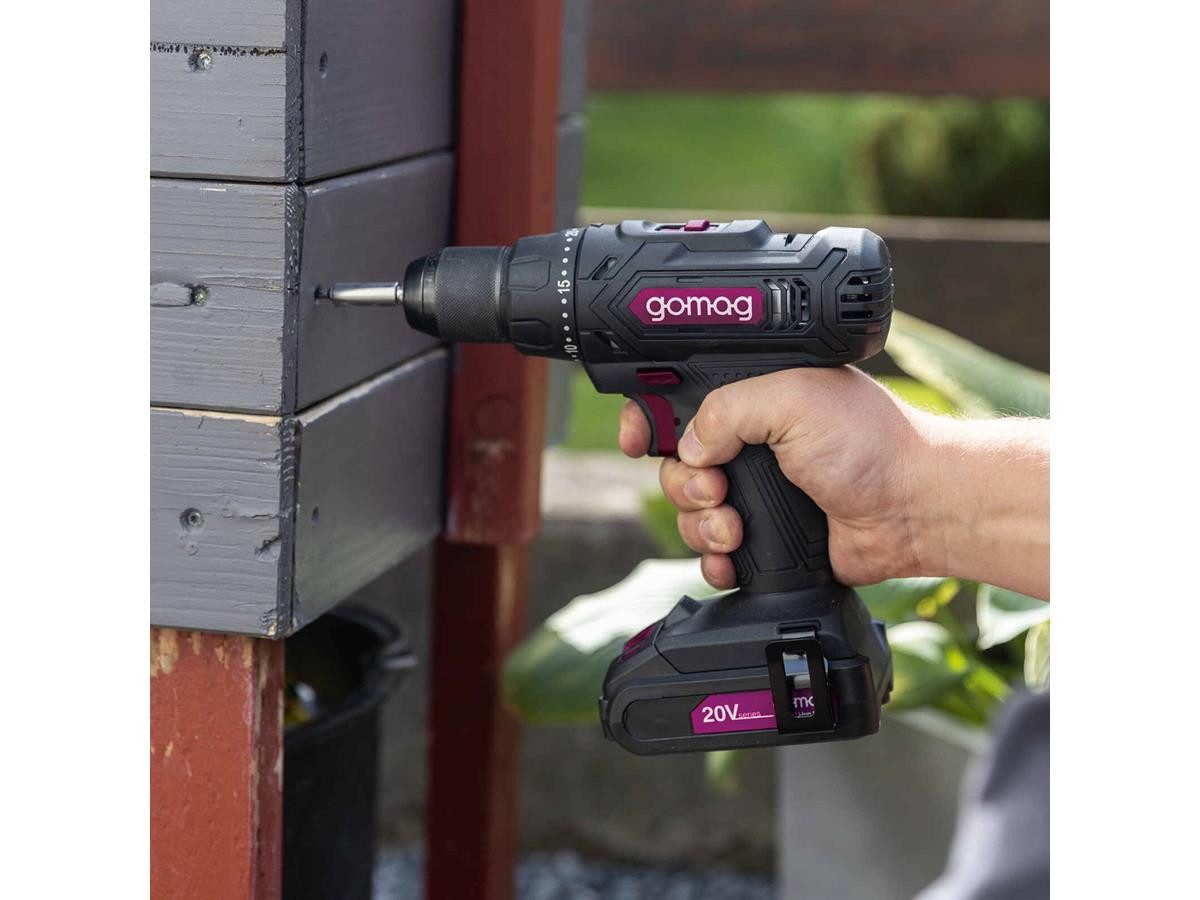 Gomag Werkzeugset GO-ASK74/2, (Set, 78-tlg., inkl. Akku-Schlagbohrschrauber), 2x 2Ah 20V Akku + Ladegerät