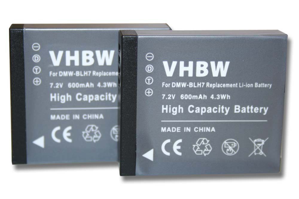 vhbw Ersatz für Panasonic DMW-BLH7E, DMW-BLH7, DMW-BLHPP, DMW-BLH7PP für Kamera-Akku Li-Ion 600 mAh (7,2 V)