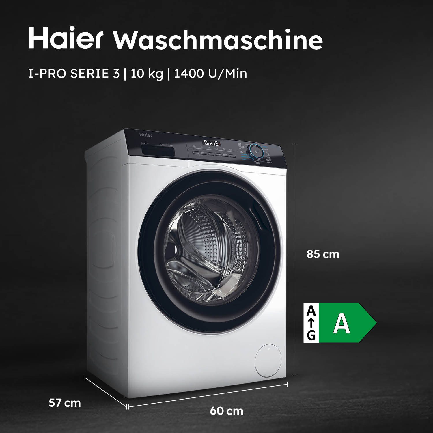 Haier Waschmaschine I PRO 3 BLDC HW101-NBP14939, 10 kg, 1400 U/min, 10 kg, 1400 U/min, Inverter Motor, Antibakterielle Technologie