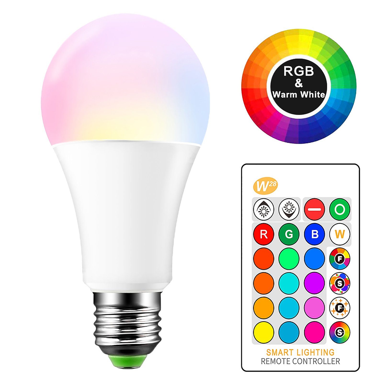 BlingBin LED-Leuchte »15W LED Leuchtmittel E27 Farbwechsler Glühbirne,  Dimmbar Fernbedienung«
