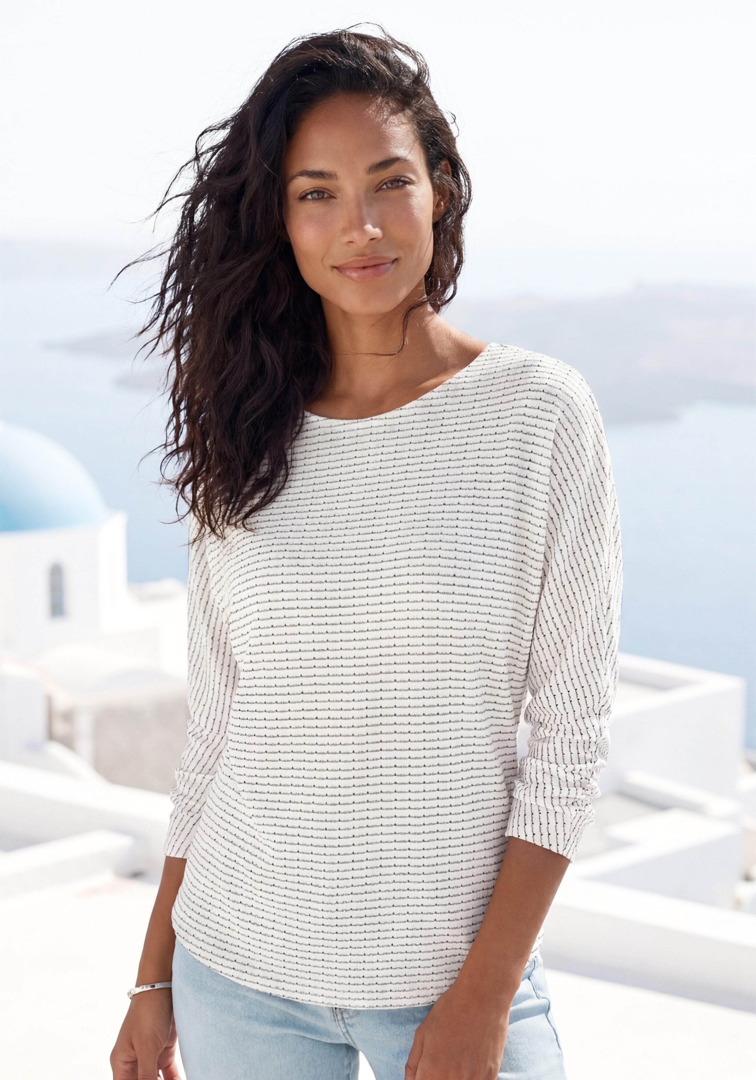 Vivance by Lascana Langarmshirt aus sommerlicher Strickqualität mit Gummizug im Bund