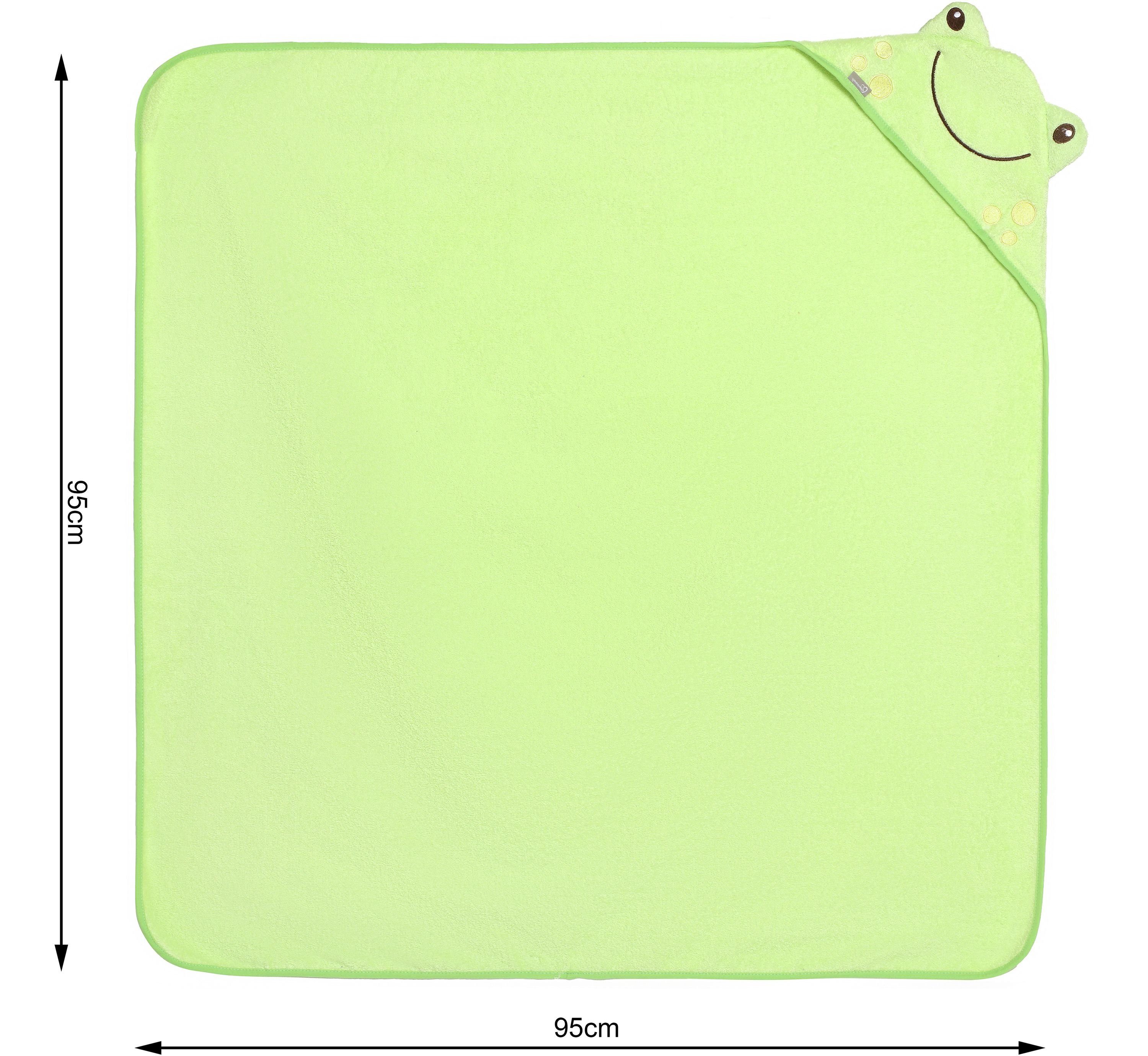 Frottee Grün (1-St) 95cm x aus Babyhandtuch Baumwolle Mammy Kapuzenhandtuch Be Handtücher Frosch BE20-272-BBL, 95cm -