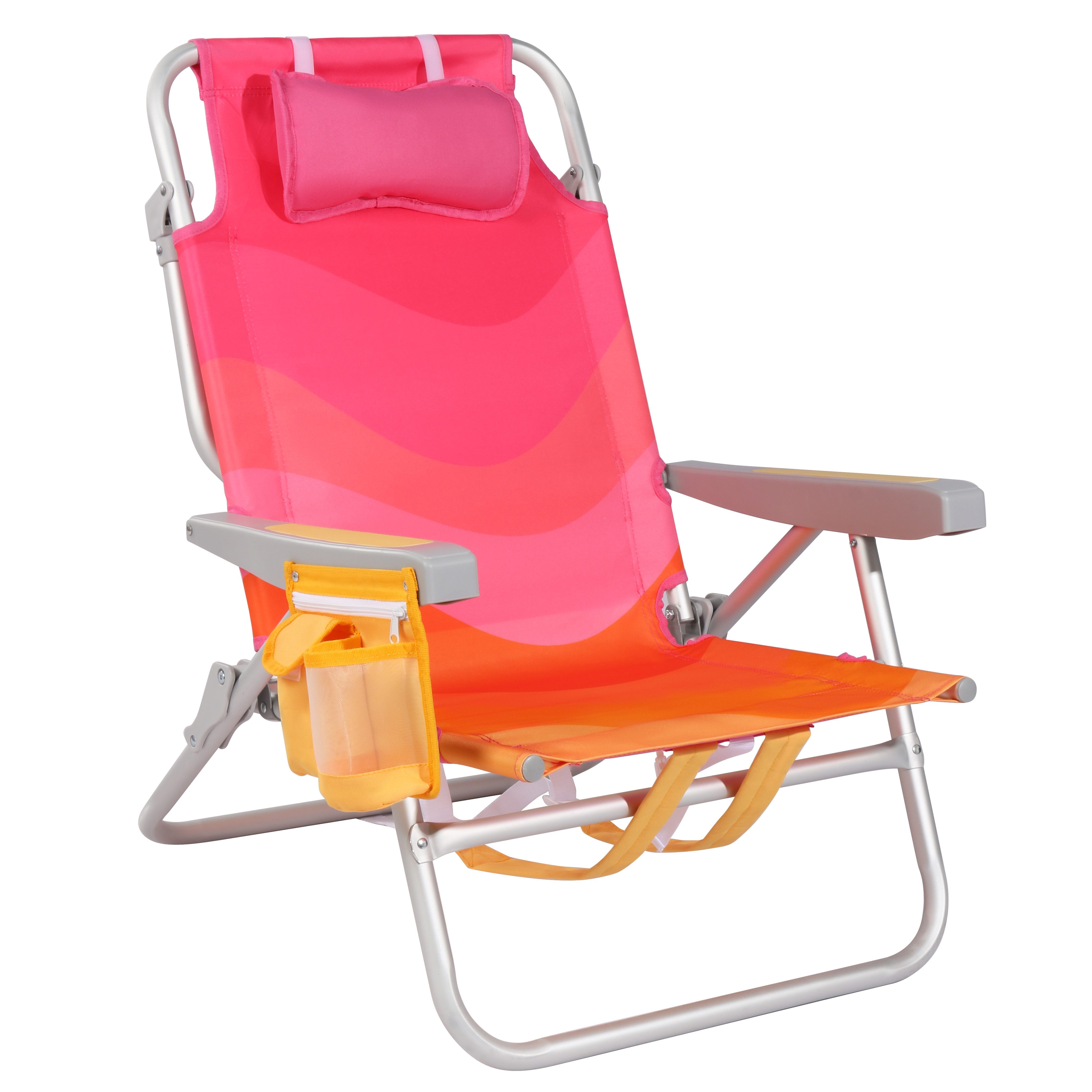 HOMECALL Klappstuhl Strandstuhl Leicht Klappbar Camping, 5-fach verstellbare Rückenlehne (Bis 136KG, Aluminiumrahmen, große Kühltasche und Aufbewahrungstasche, 1 St), Seitentaschen, Kopfstütze, Schultergurten, Handtuchhalter