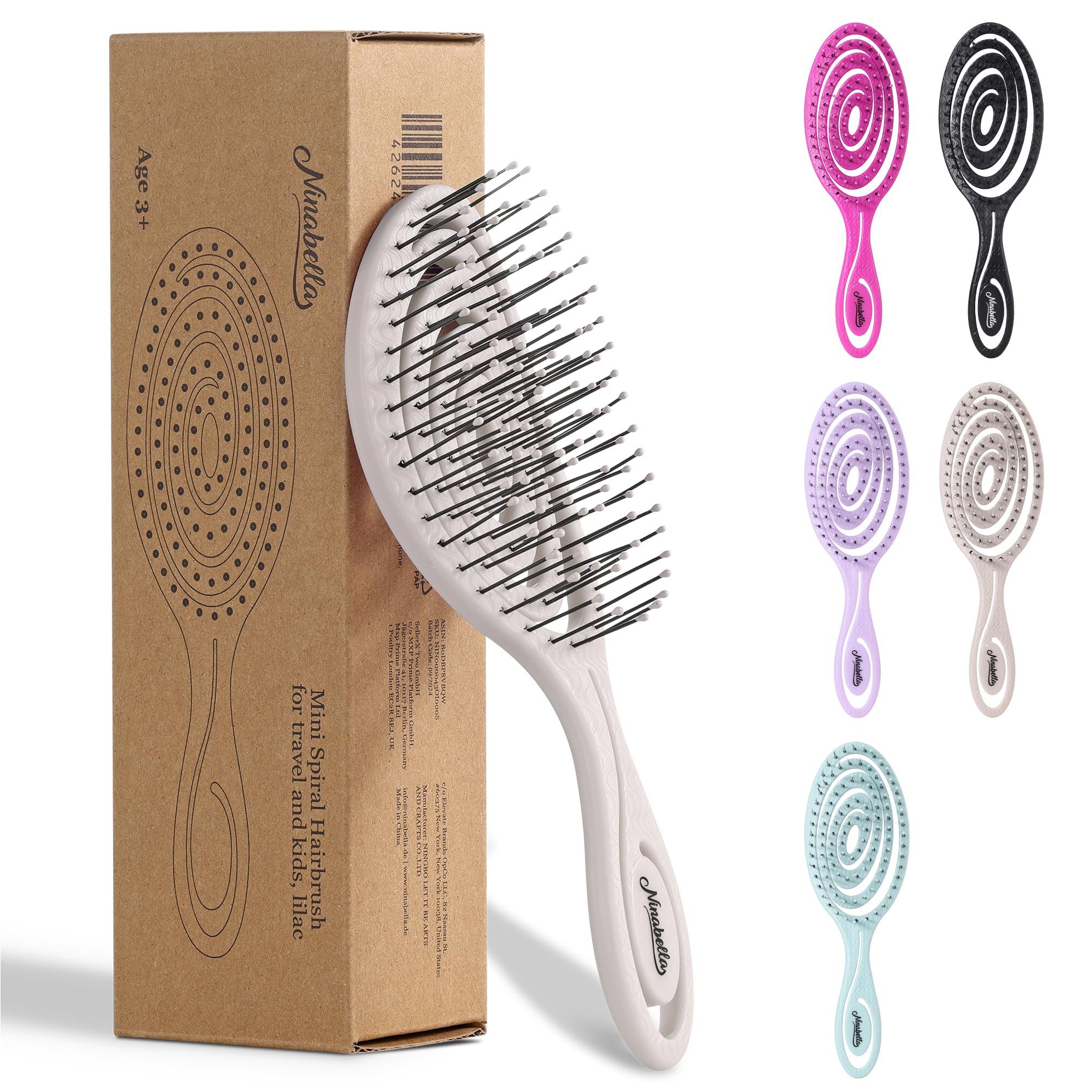 Ninabella Haarbürste Detangler Bürste - Extensions Bürste - Hair Brush, 1-tlg., Mini Haarbürste ohne Ziepen - Bürste für Reisen - Entwirrbürste Cream