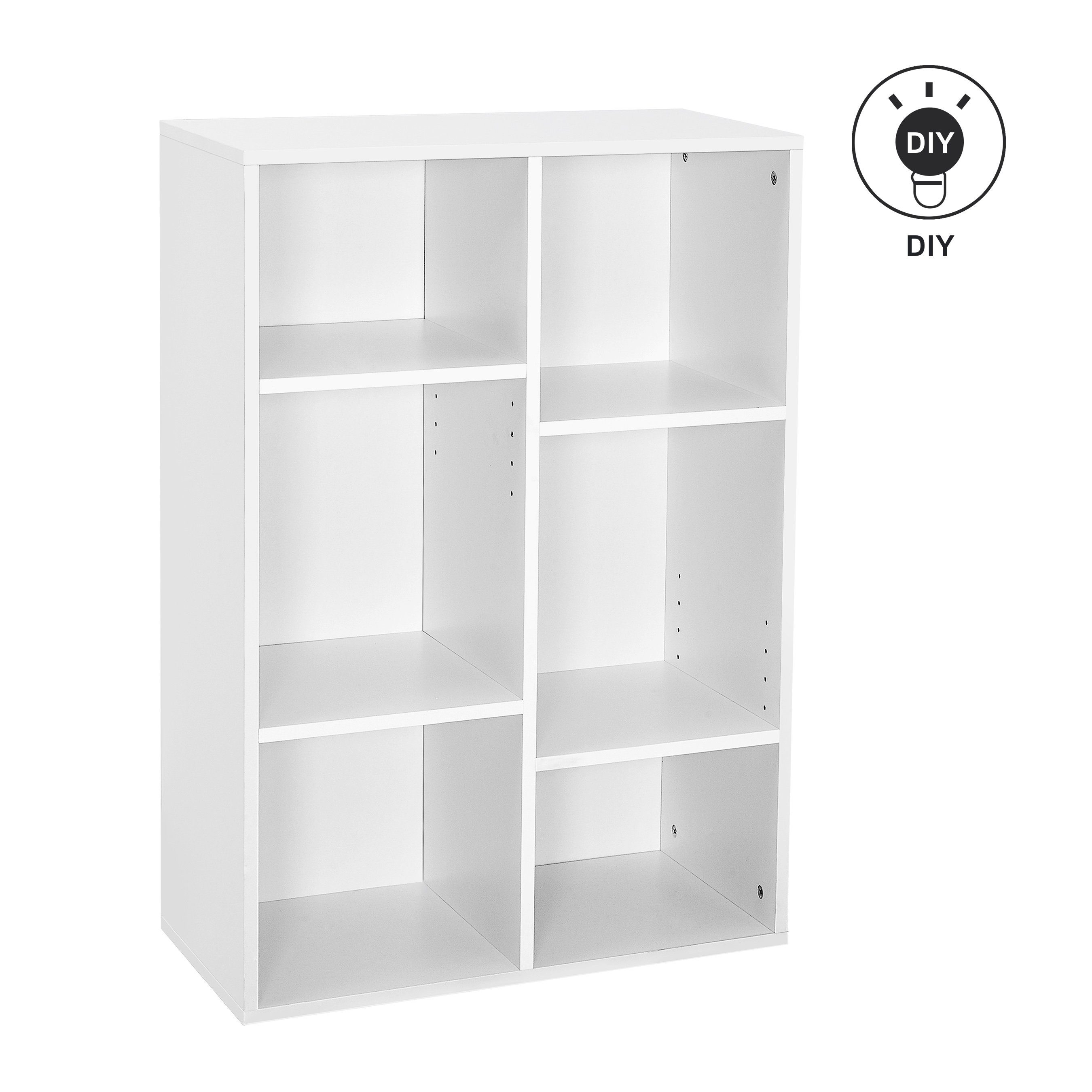 Mondeer Bücherregal Bücherschrank, Würfelregal, Standregal, mit 6 Fächern, Weiß – Bild 4 von 5