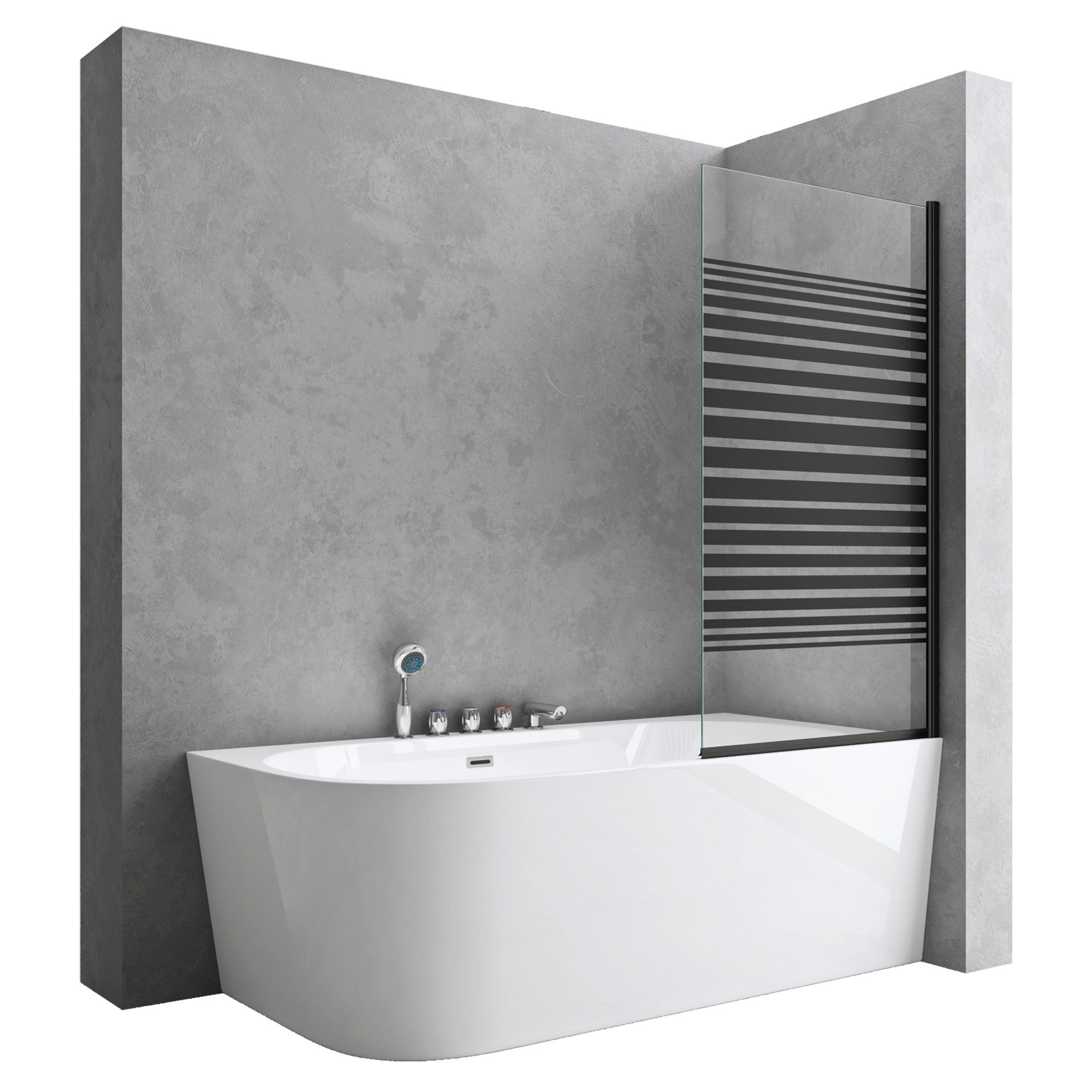 doporro Badewannenfaltwand Badewannenaufsatz Duschwand für Badewanne 6mm ESG mit NANO Cor201, Einscheibensicherheitsglas, Breite 80cm Höhe 140cm, 180° schwenkbar