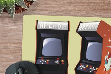 MuchoWow Gaming Mauspad Spiele - Arkade - Rot (1-St), Mousepad mit Rutschfester Unterseite, Gaming, 40x40 cm, XXL, Großes