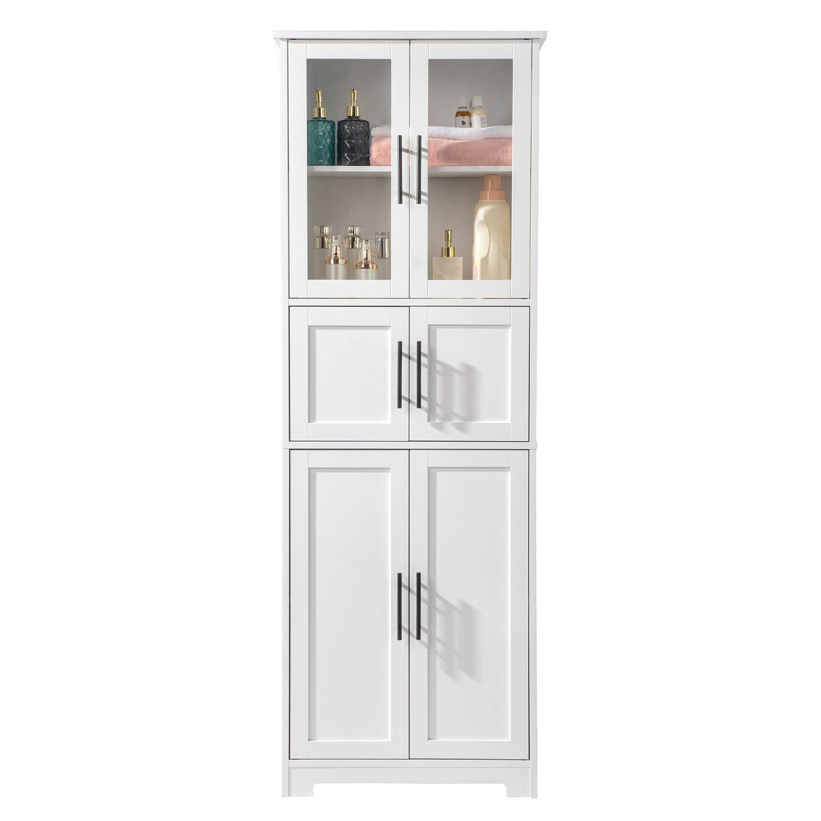 Karlhome Vitrine mit 6 Türen, Küchenschrank Hochschrank Buffetschrank, 60x30x170cm 6-türiger Kleiderschrank für Schlafzimmer, Flur, Gästezimmer