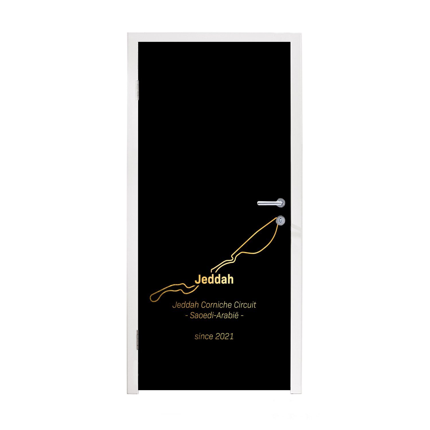 MuchoWow Türtapete Dschidda - Formel 1 - Rennstrecke, Matt, bedruckt, (1 St), Fototapete für Tür, Türaufkleber, 75x205 cm