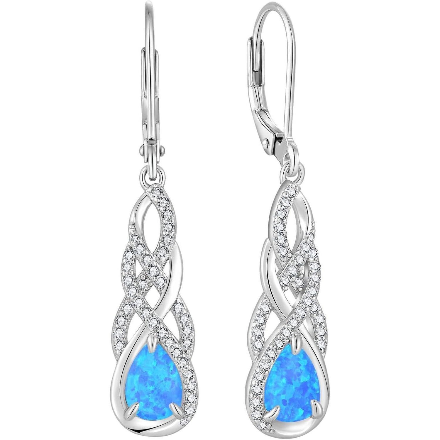 LuxusKollektion Paar Ohrhänger Opal Ohrringe 925 Silber Tropfen Hängend Schmuck Geschenk Frauen