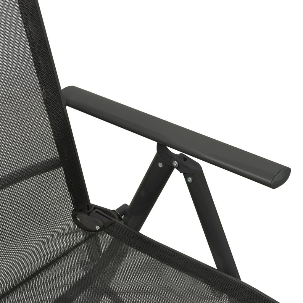 furnicato Garten-Liegestühle Stk. Textilene 2 Aluminium und Gartenstuhl Schwarz