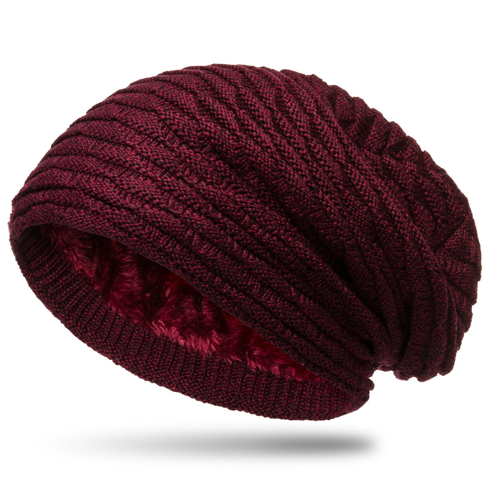 Caspar Beanie MU172 gefütterte Feinstrick Winter Mütze mit stylischem Wellenmuster