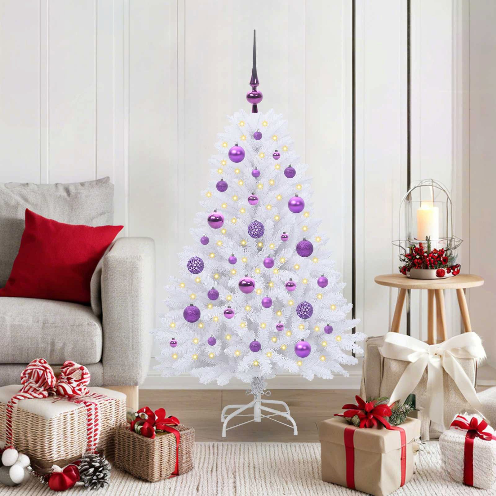 vidaXL Künstlicher Weihnachtsbaum Künstlicher klappbarer Weihnachtsbaum Weiß 120 cm PVC und Stahl