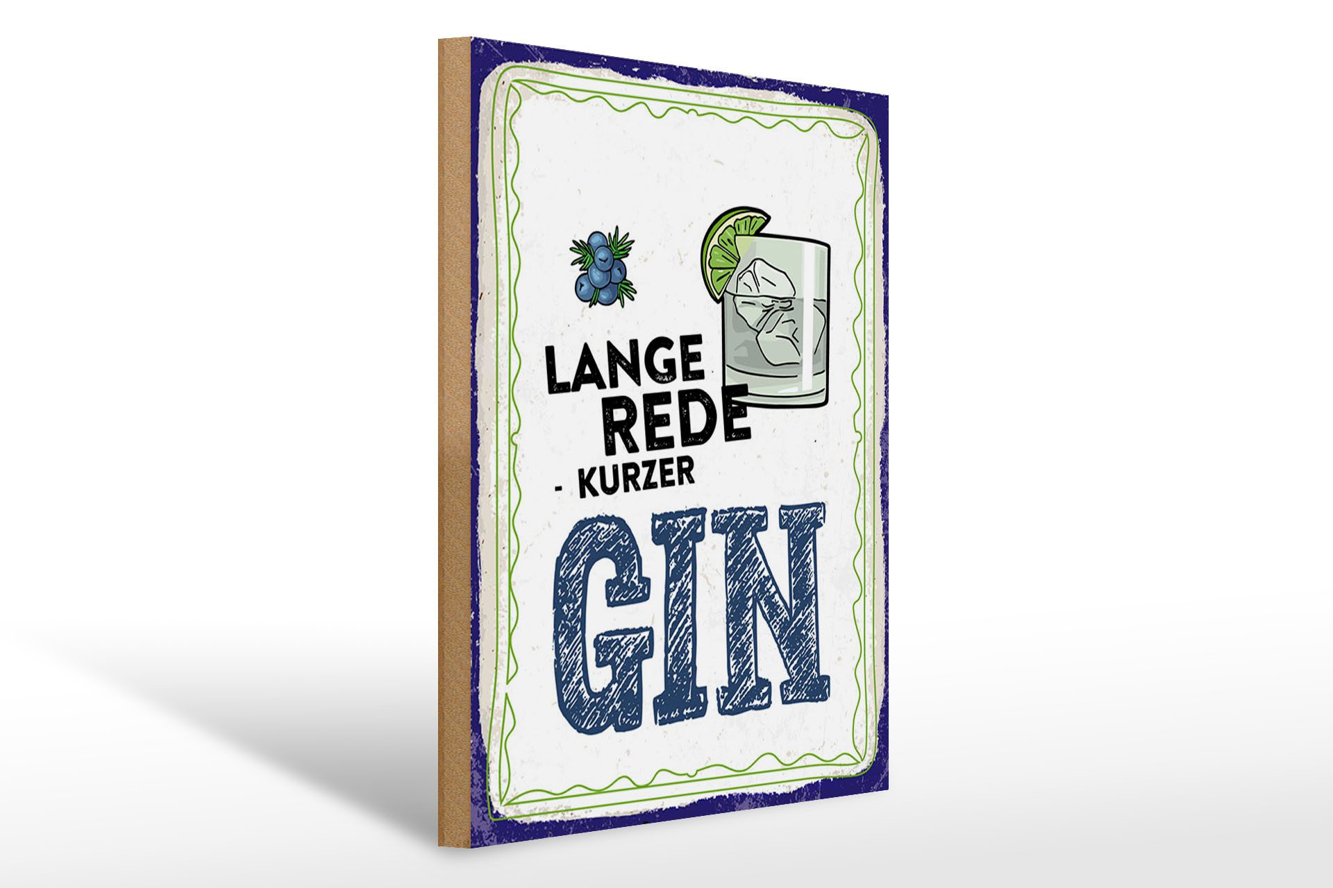 Holzbild Alkohol 30x40cm Lange Rede kurzer GIN Deko