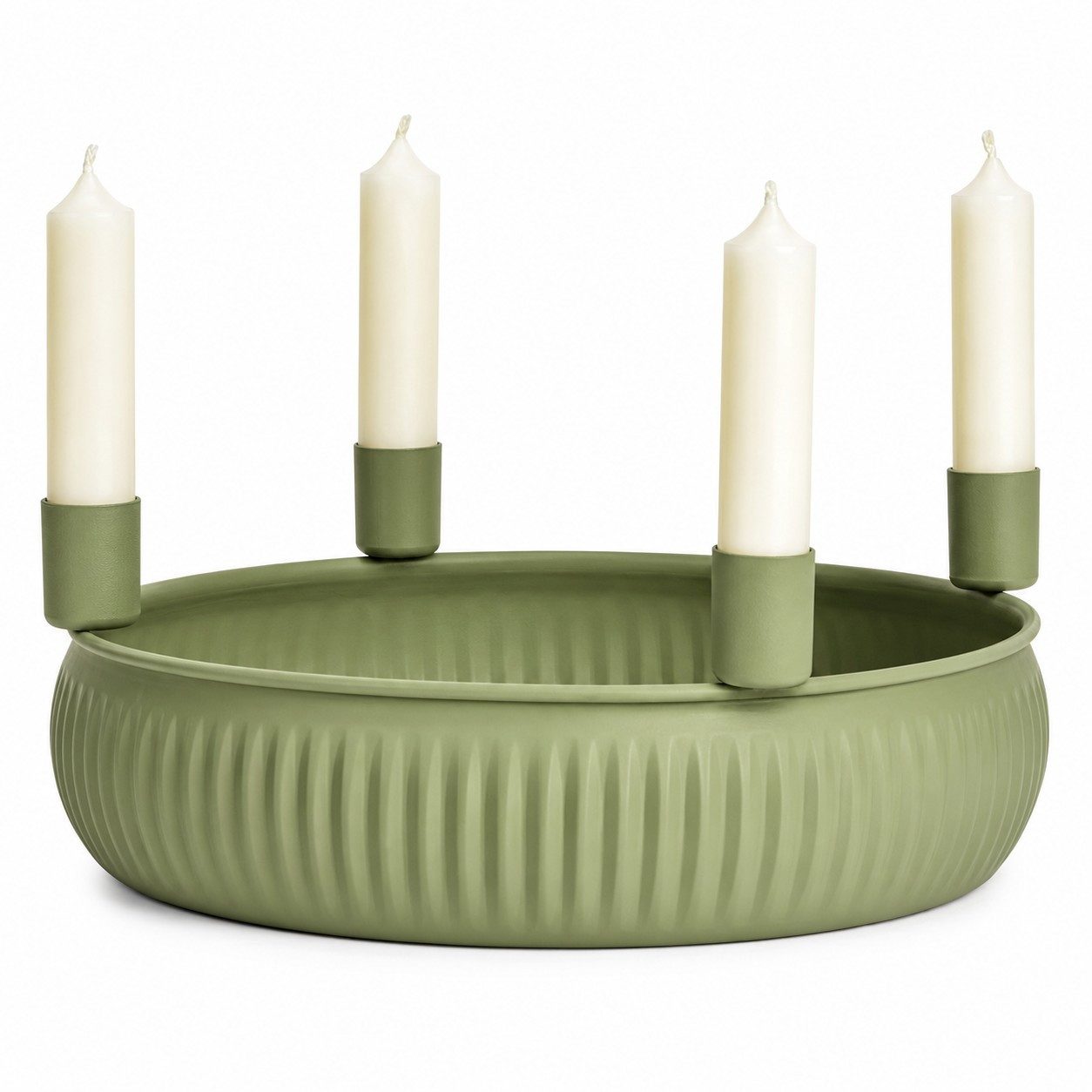 Wurm Adventskranz Adventskranz Schale aus Metall Salbei-Grün Ø 28 cm für 4 Stabkerzen